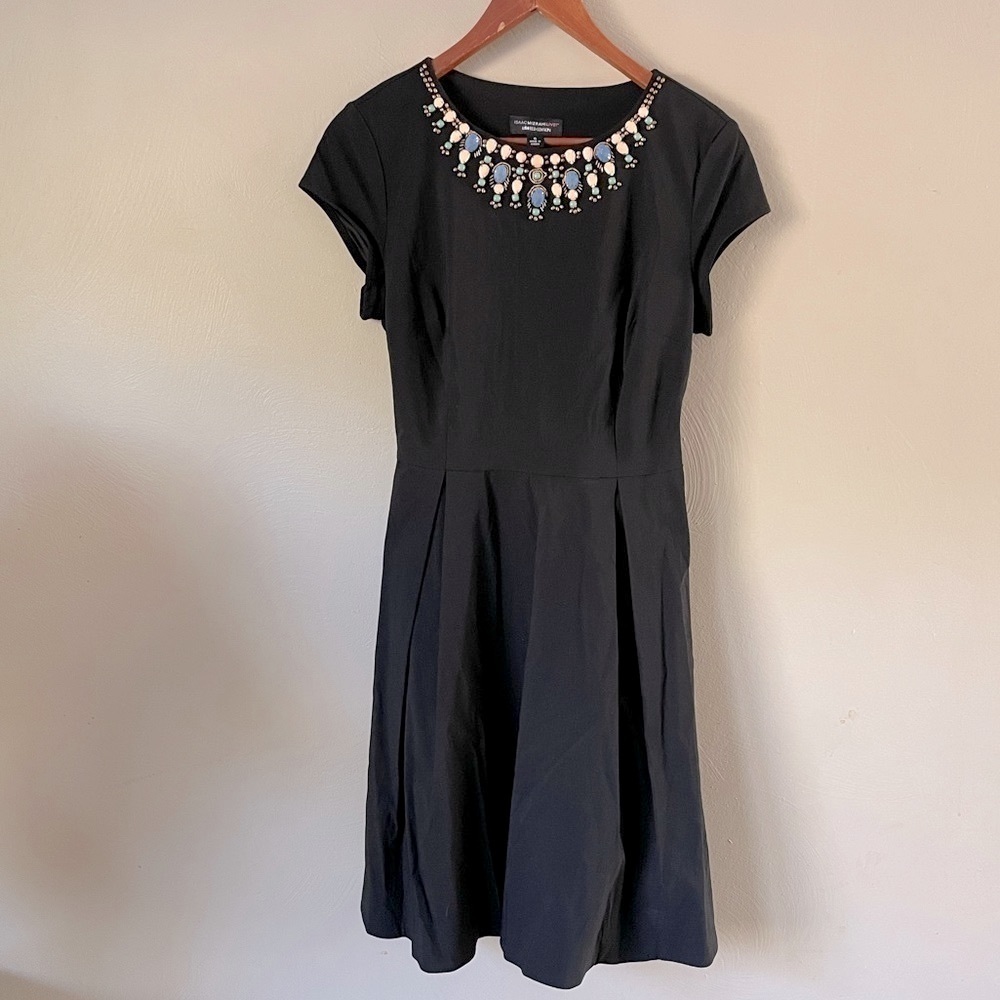 Isaac Mizrahi Embellished Neckline Dress